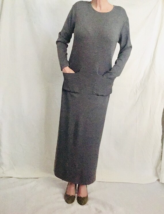 Italian Wool Blend Grey Sweater Dress Size Medium - image 5