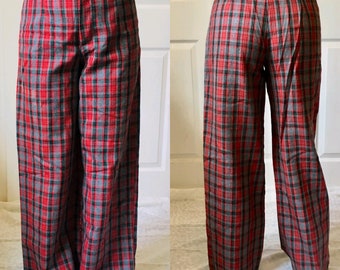 1970s High Waisted Plaid Tartan Pants
