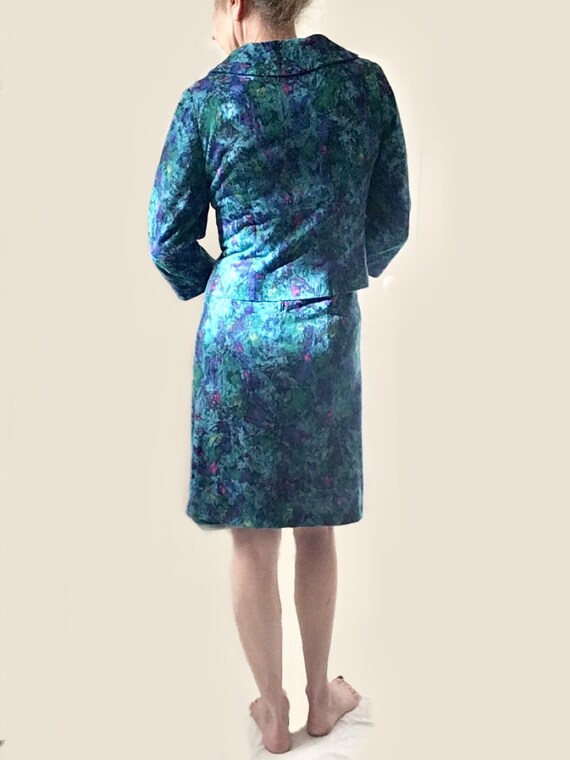 Early 1960s Two Piece Light Wool Peacock Colors S… - image 4