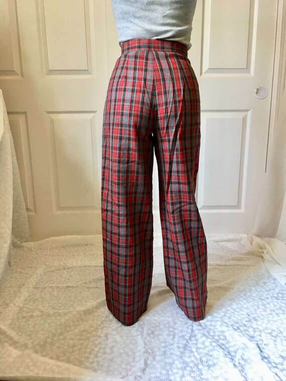 1970s High Waisted Plaid Tartan Pants - image 4