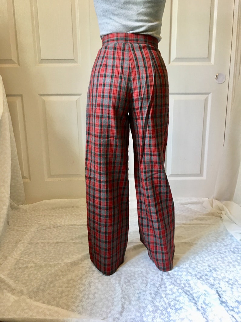 1970s High Waisted Plaid Tartan Pants - Etsy