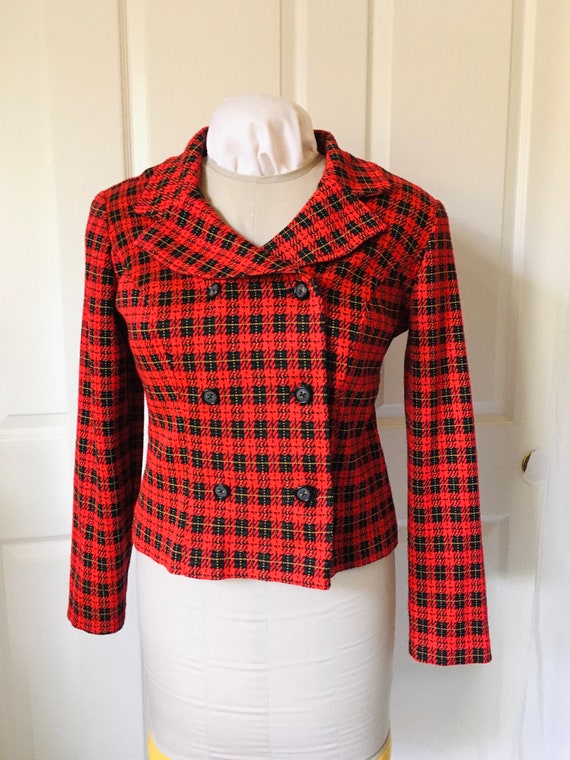 1980s Plaid Jacket Double Breasted - image 1
