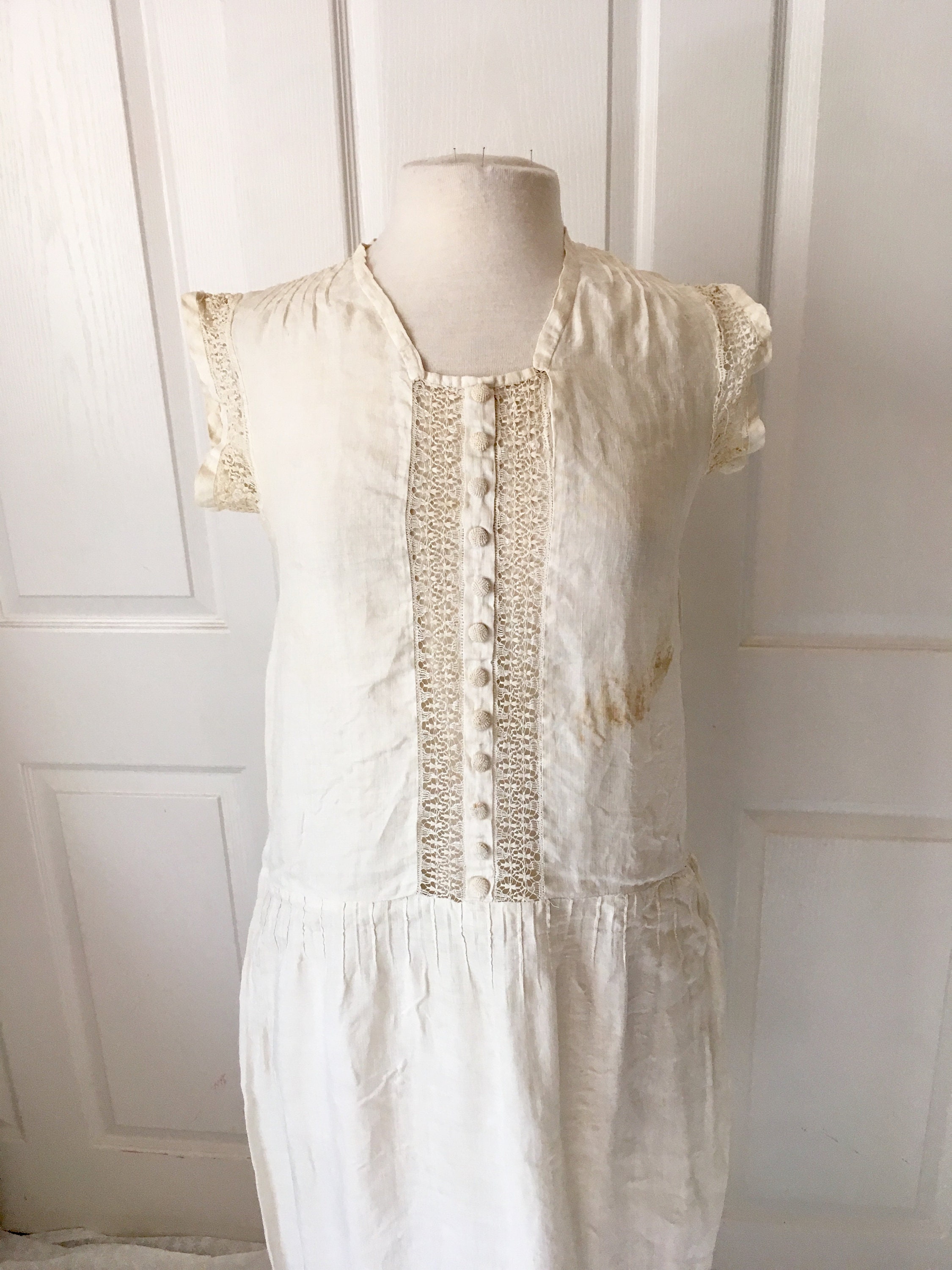 1920s Dropped Waist Flapper Dress Flawed Beauty Linen With - Etsy