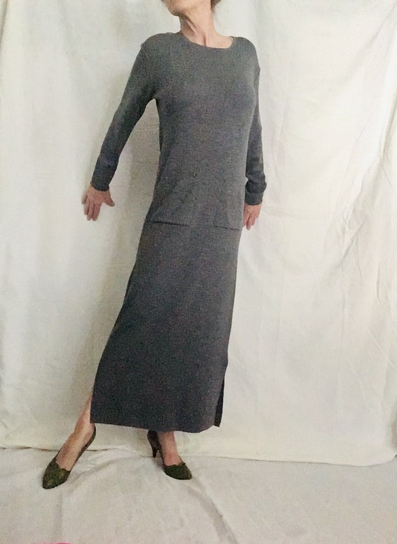 Italian Wool Blend Grey Sweater Dress Size Medium - image 3