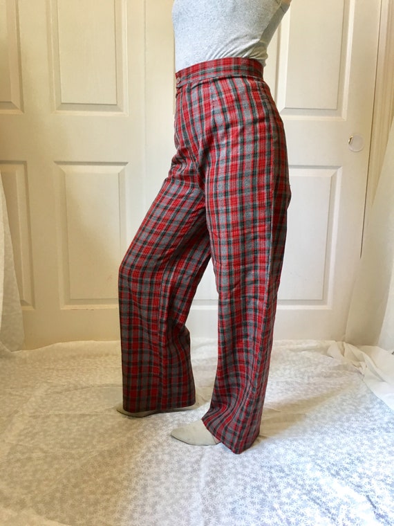 1970s High Waisted Plaid Tartan Pants - image 2