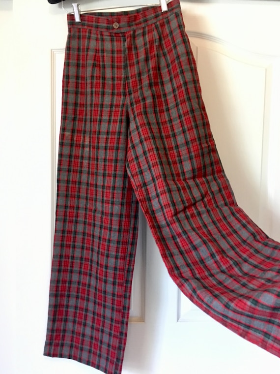 1970s High Waisted Plaid Tartan Pants - image 8