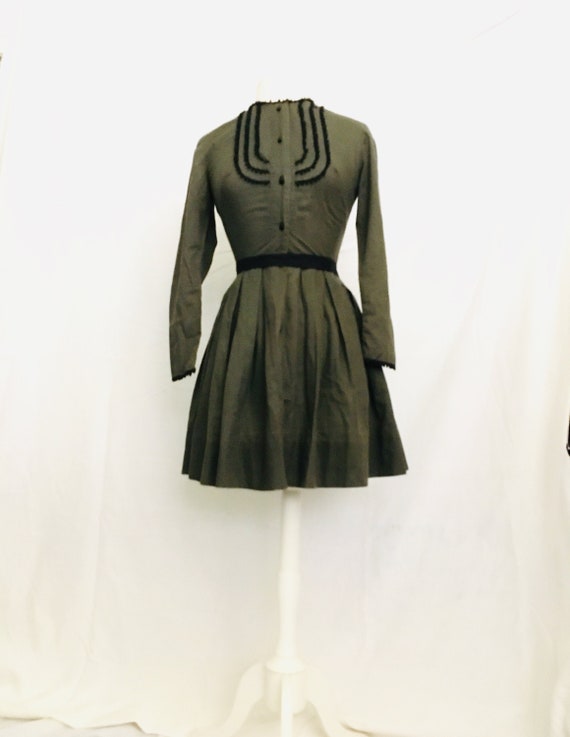 1950s Day Dress Swiss Dot Size Small