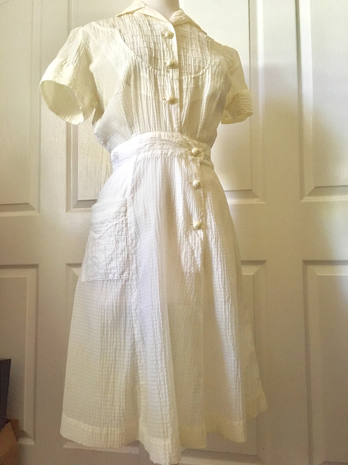 1940s Semi Sheer Cream Color Dress - Etsy