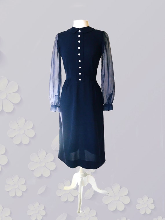 1970s mix Midnight Blue Dress with 1930s 40s Vibe
