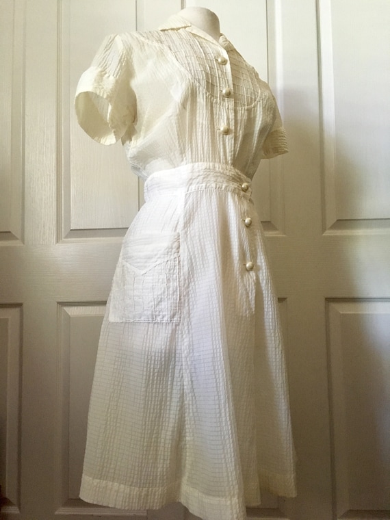 1940s Semi Sheer Cream Color Dress