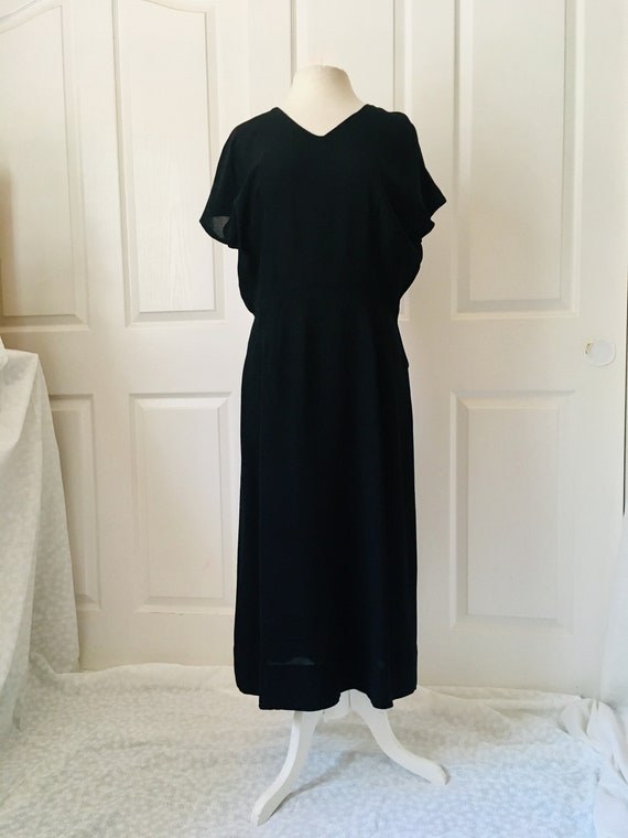 1940s 50s Semi Sheer Black Dress - image 2