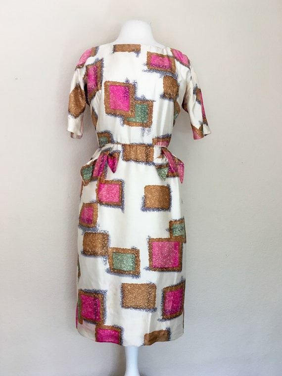 1950s 60s Silk Print Dress