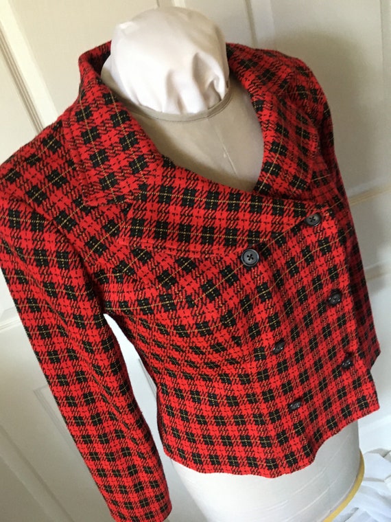 1980s Plaid Jacket Double Breasted - image 4