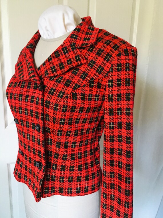 1980s Plaid Jacket Double Breasted - image 2