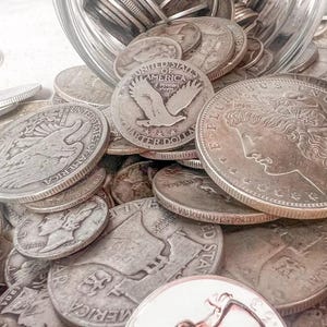 Mason Jar of 90% Silver Coins: Vintage US Coinage