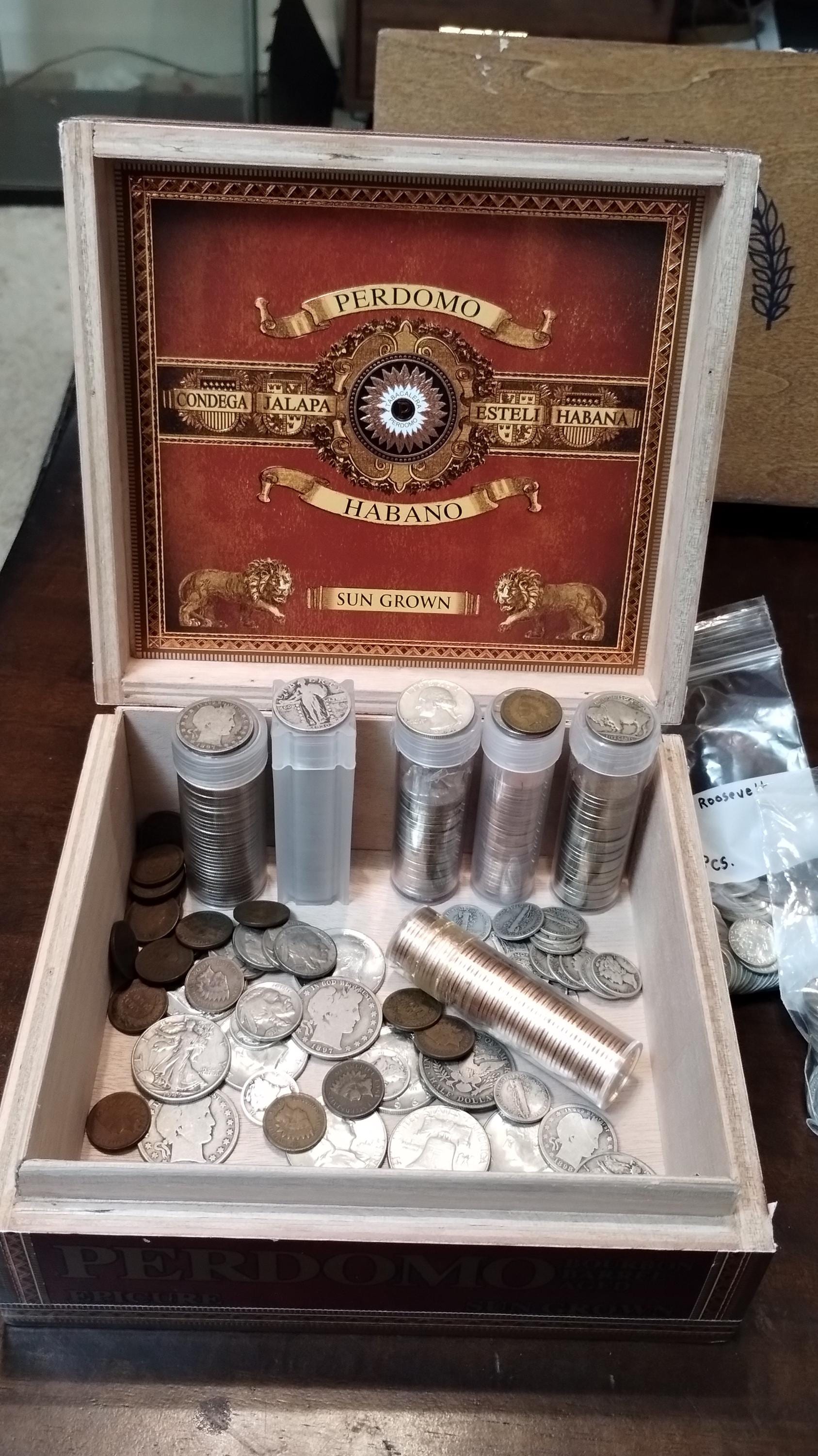 Cigar Box Coin Estate Sale/Mixed coin Lot/ SILVER/RARE COINS 135-dollar value best deal on internet