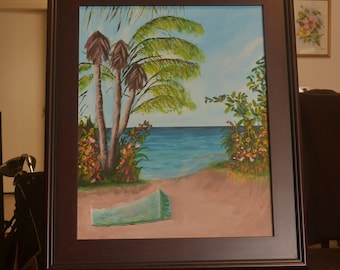 Framed 16X20 tropical painting