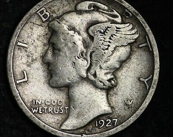 1927 Mercury dime choice vf