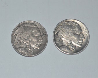 1913 type 1 and 1938D Buffalo nickels First and last made