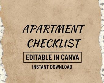 Apartment Checklist Canva Template, First Apartment Essentials, Moving House Organization