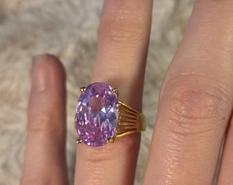 Gold Band und Lila Stein Ring