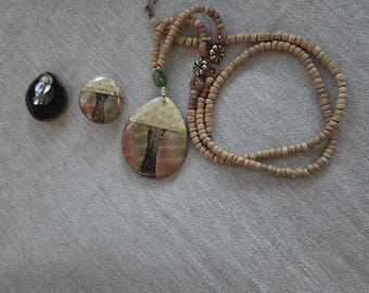 Boho Halskette und Ohrclips