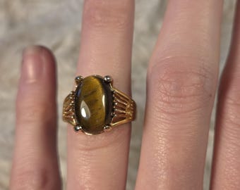 Tigerauge Ring mit Goldband