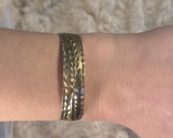 Sterling Silber Armreif Armband: Laurel Leaf Design, verstellbare Passform