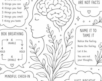 Mindfulness Coloring Page Printable PDF for Anxiety Relief