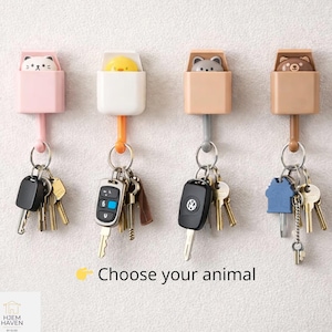 Animal Wall Hook Adhesive No Drill Key Organizer for Entryway Bathroom Kids Room