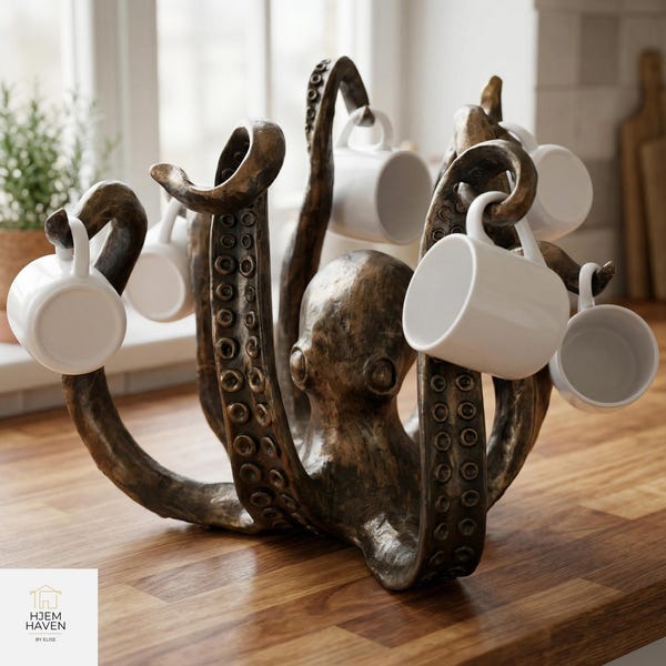 Octopus Mug Holder Hook, Coffee Cup Rack, Kitchen Hook Organizer, Unique Decor