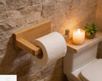 Bambus Toilettenpapierhalter Kein Bohren, Handtuchhalter, Minimalistischer Wandveranstalter