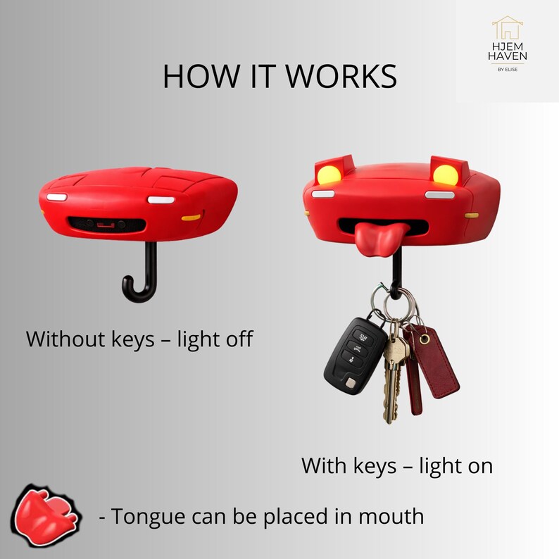 Funny Car Key Holder With Light Effect, Wall Mounted Entryway Hook ...