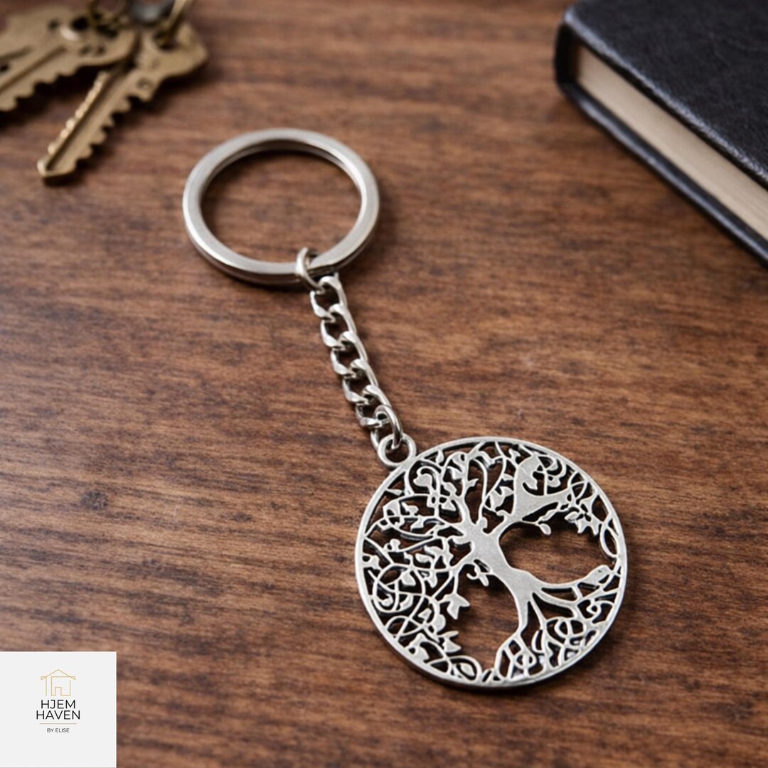 Tree Keyring Tree of Life Keychain, Silver Metal Keyring, World Tree Charm ...