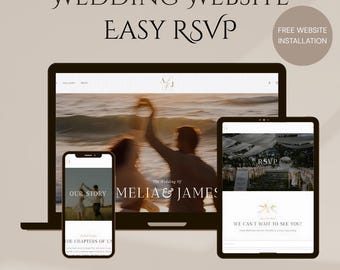 Wedding Invitation WordPress Template | Wedding Website with Easy RSVP | Editable Digital Invitation Template