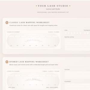 Lash Mapping Worksheet Canva Template | Editable Lash Design Planning Sheets for Beauty Professionals
