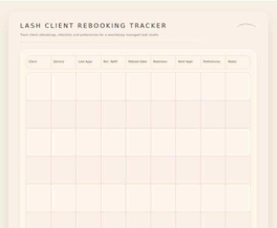 Lash Client Rebooking Tracker Canva Template | Editable Appointment ...
