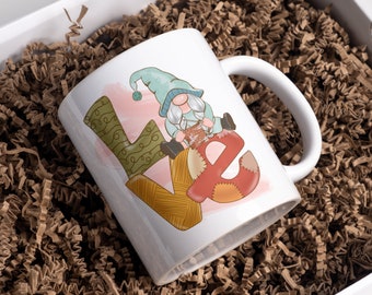 Gnome Knit Love Mug, Gift For Crafter, Crafty Mug, Knitting Mug, Mug for Knitter  15oz. Mug, Yarn Mug, Coffee Lover, Tea Lover