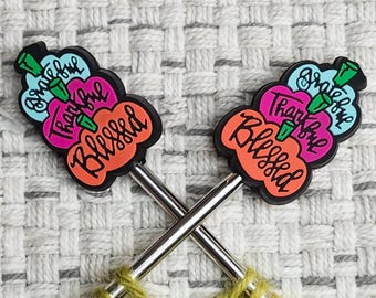Grateful, Thankful, Blessed Silikon-Stichstopper: Stricknadelspitzenschutz für Handwerker