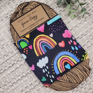 Yarn Cake Cozy, Skein Holder, Yarn Sleeve, Rainbow Yarn Bowl, Gift for Knitter / Crocheter, Yarn Ball Holder, Skein Coat, Rainbow Skein Cozy