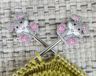 Stitch Stoppers, Knitting Needle Point Protectors, Knit Notion, Knitting Supplies, Gift for Knitter, Bunny Stopper Set, Rabbit Lover