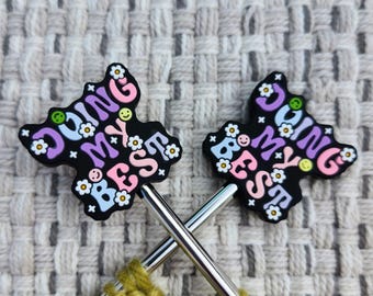 Pastellfarbene Silikon-Stichstopper: Stricknadelspitzenschutz, Handgestricktes Geschenk, Florale Accessoires - Ich tue mein Bestes