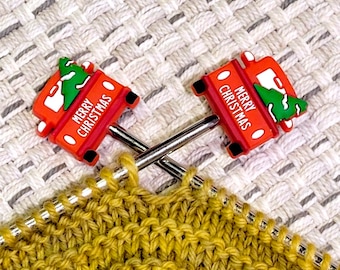 Stitch Stoppers, Knitting Needle Point Protectors, Knit Notion, Knitting Supplies, Gift for Knitter, Christmas Truck