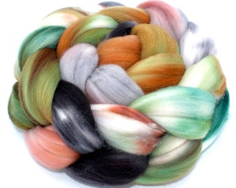 Hand Dyed Rambouillet Fibre Wool Top (Roving) - Spinning Fiber / Felting Fiber 4 oz. - Black Forest