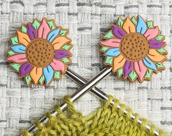 Pastell Sonnenblume, Silikon-Stichstopper: Stricknadelspitzenschutz für Handarbeiter
