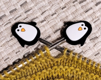 Stitch Stoppers, Knitting Needle Point Protectors, Knit Notion, Knitting Supplies, Gift for Knitter, Penguins