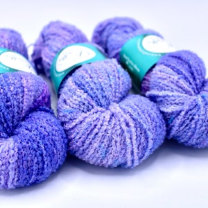 Hand Dyed Bodacious Boucle DK Weight Yarn 100% Superwash Merino Blue, Purple, Pink - Floral Fantasy