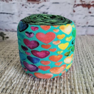 Yarn Cake Cozy, Skein Holder, Sleeve, Bowl, Gift for Knitter / Crocheter, Ball Holder, Skein Coat, Skein Cozy Aqua Lemon Yarn Holder image 4