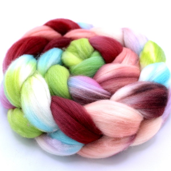 Hand Dyed Polwarth Wool Top (Roving) - Spinning / Felting Fiber 4 oz. - Give Me Hope