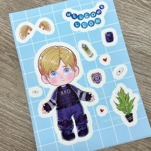 Resident Evil Fanart Stickers | Leon Kennedy Chibi Style